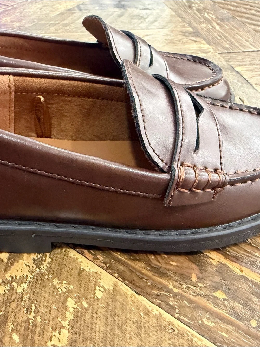 J. Crew Kids Chestnut Brown Leather Penny Loafers